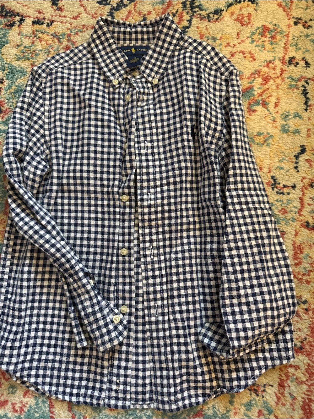 Polo by Ralph Lauren Navy & White Gingham Button-Down Shirt